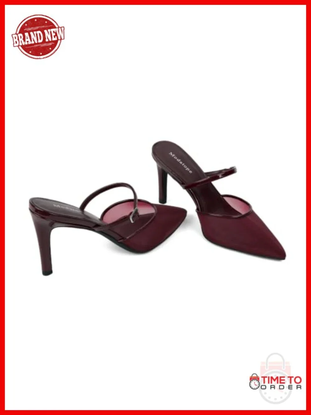 Pointed Toe Ankle Strap Stiletto Heels Faux Leather Pumps